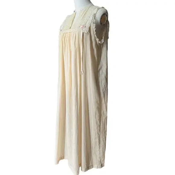Vintage 50's Christian Dior cream & pink lace long nightgown size small - Picture 13 of 16